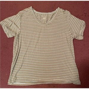 American Eagle Womens Soft and Sexy V Neck Striped Shirt Size S